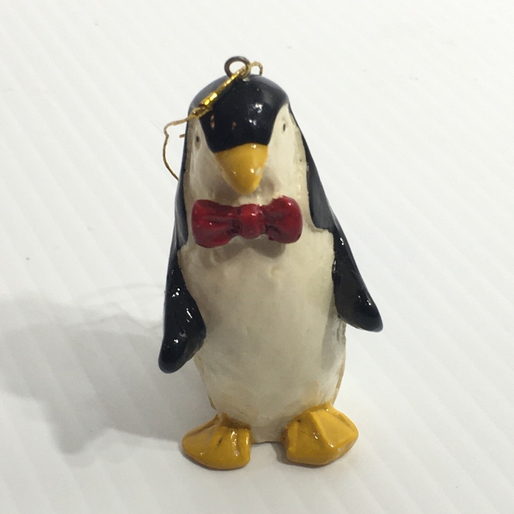 Penguin Christmas Ornament Red Bow Tie 2.5" - Picture 2 of 6
